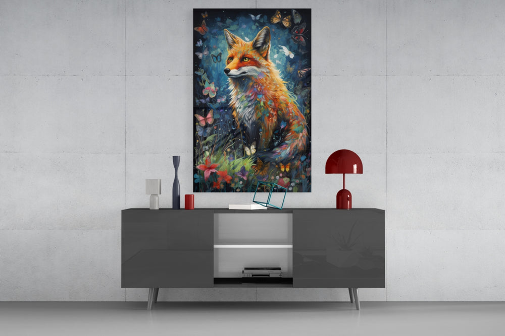 The Fox panel catching lamp light to reveal its painterly enchantment