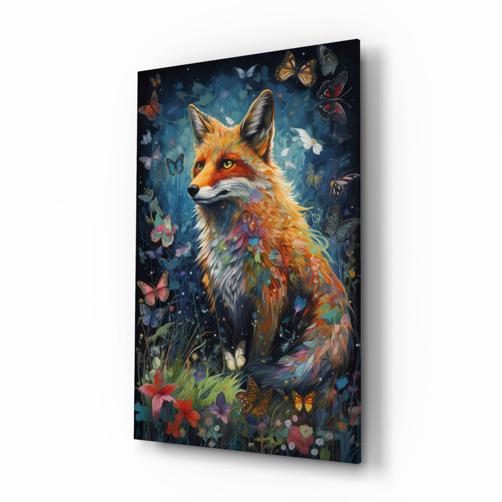 The Fox glass wall art displayed above a daybed in a storybook child's bedroom