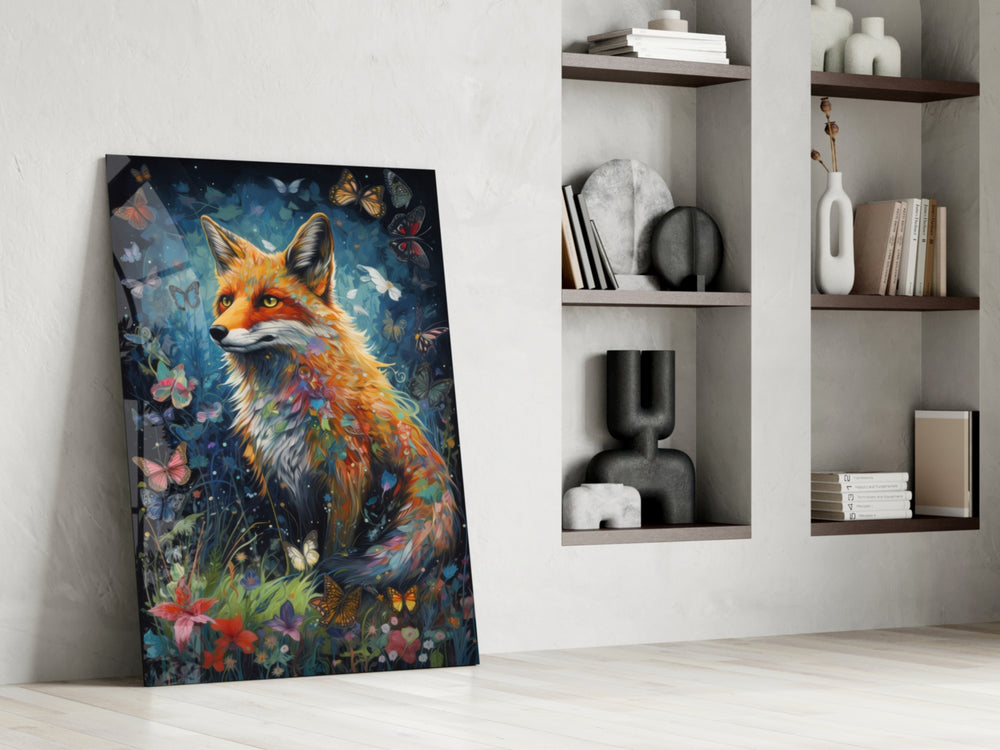 The Fox glass print enhancing a study with jewel-toned palette