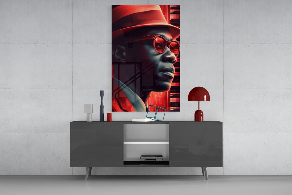 Jazz panel catching lamp light to reveal its painterly cool