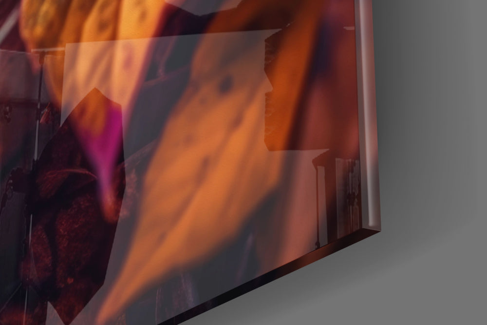 Forest-muse artwork anchoring a wall with magenta-and-amber palette