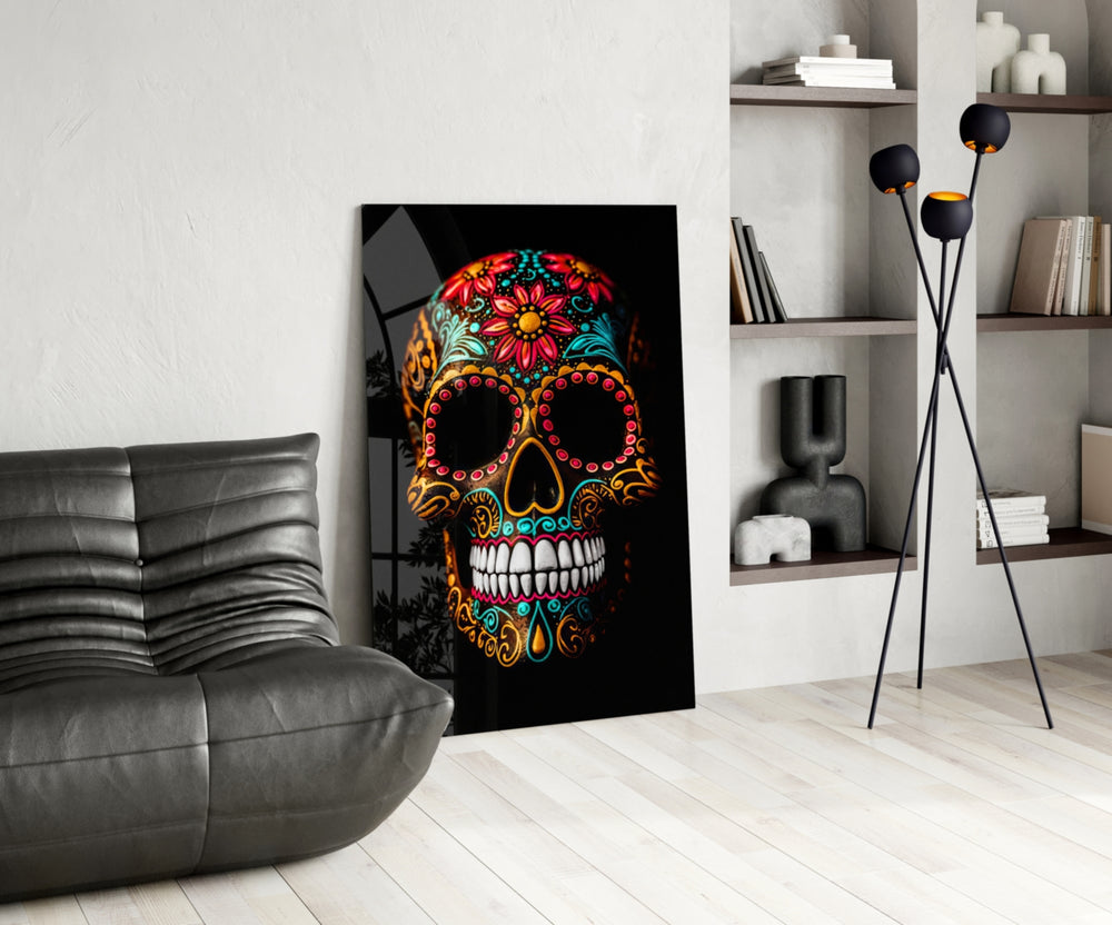Flowery Skull panel adding statement spark to a hallway