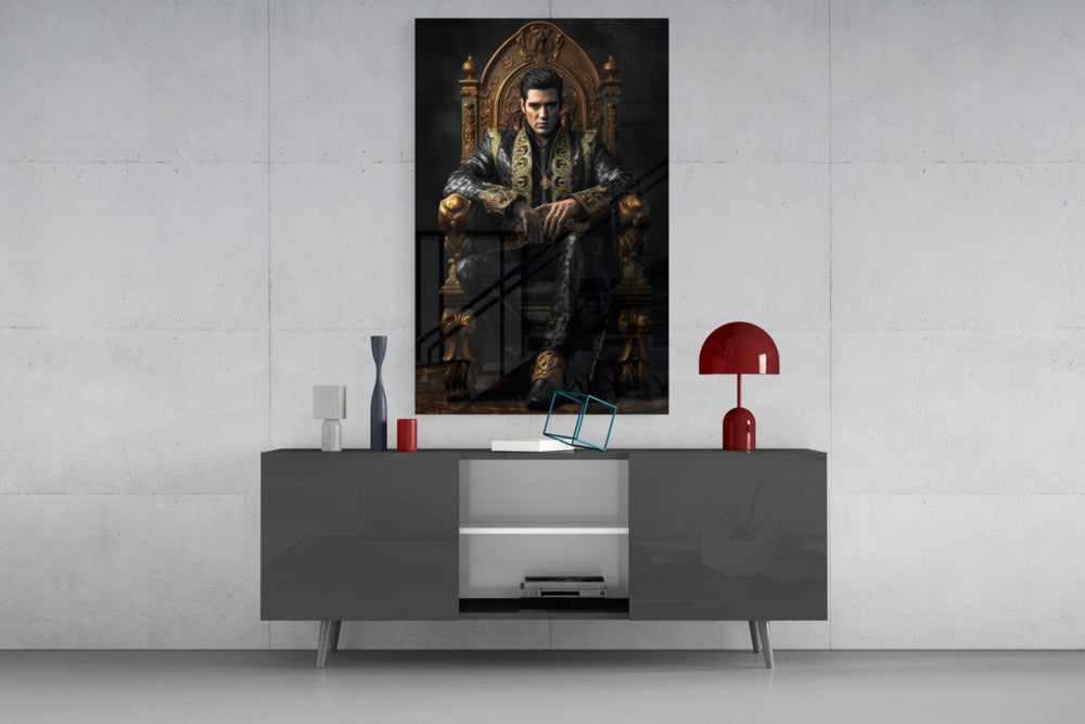 Rock Star on the Throne Glass Wall Art || Designer's Collection