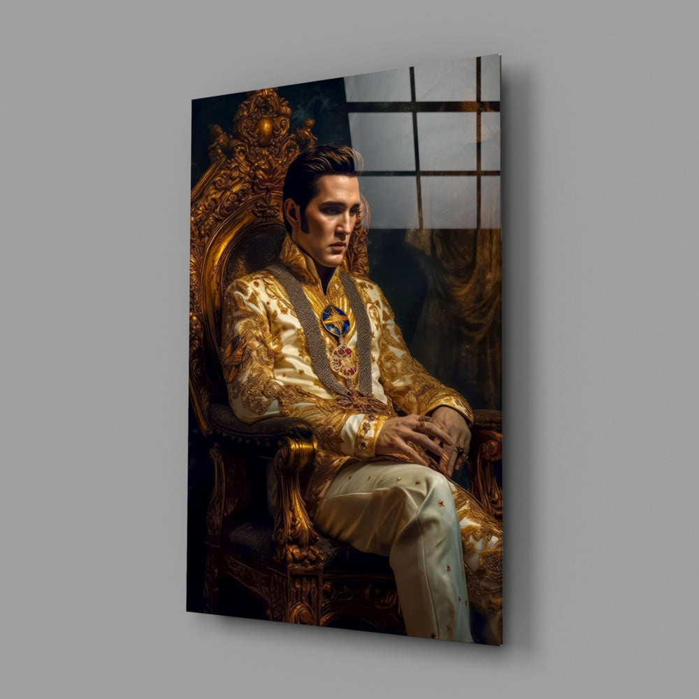 Royal-portrait panel bringing painterly opulence to a contemporary music room
