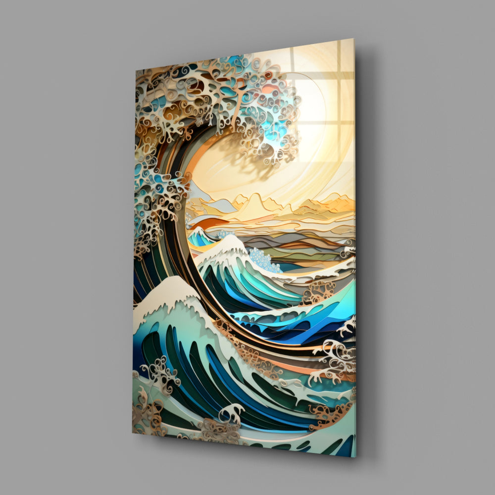 Hokusai-quilling panel bringing quilled depth to a contemporary study
