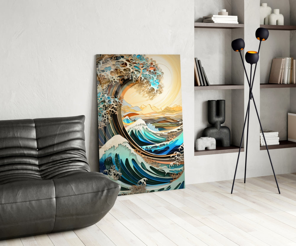 Waves, Trees or Mountains panel adding editorial hush to a reading nook