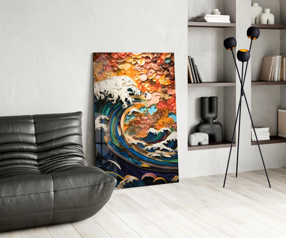 Waves, Trees or Mountains panel adding editorial heat to a hallway