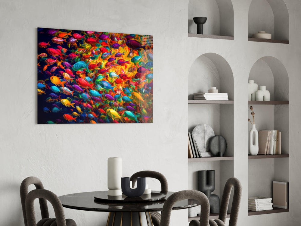 Fish World panel adding editorial drama to a reading nook
