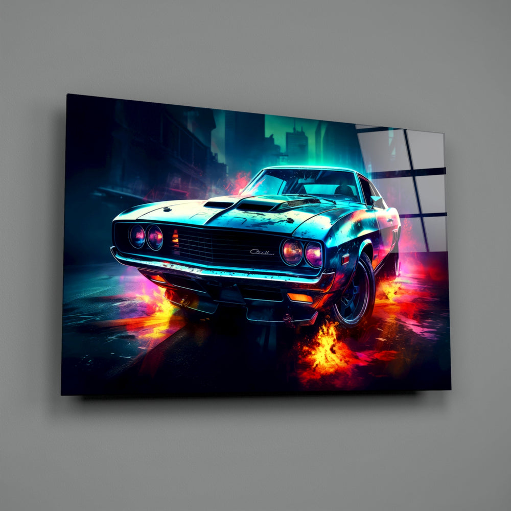 Neon-muscle panel bringing cinematic glow to a contemporary media room