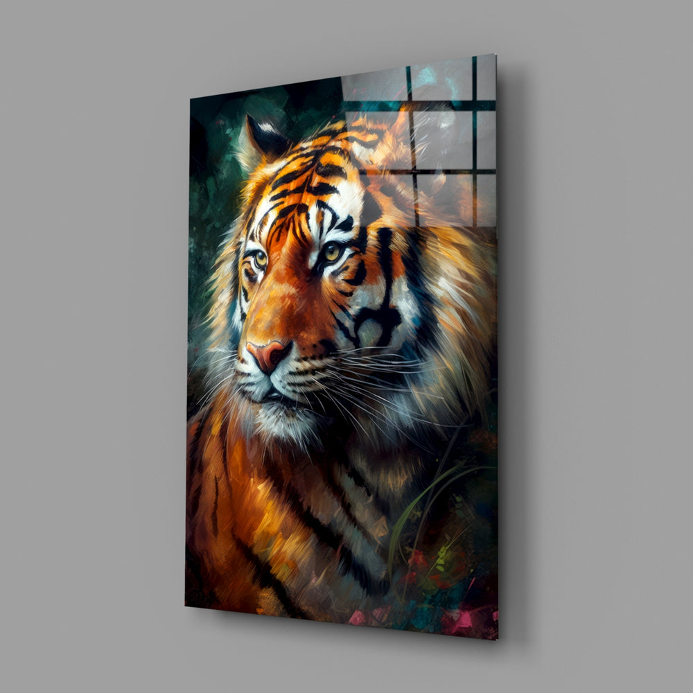 Oil-portrait panel bringing painterly weight to a stately living room
