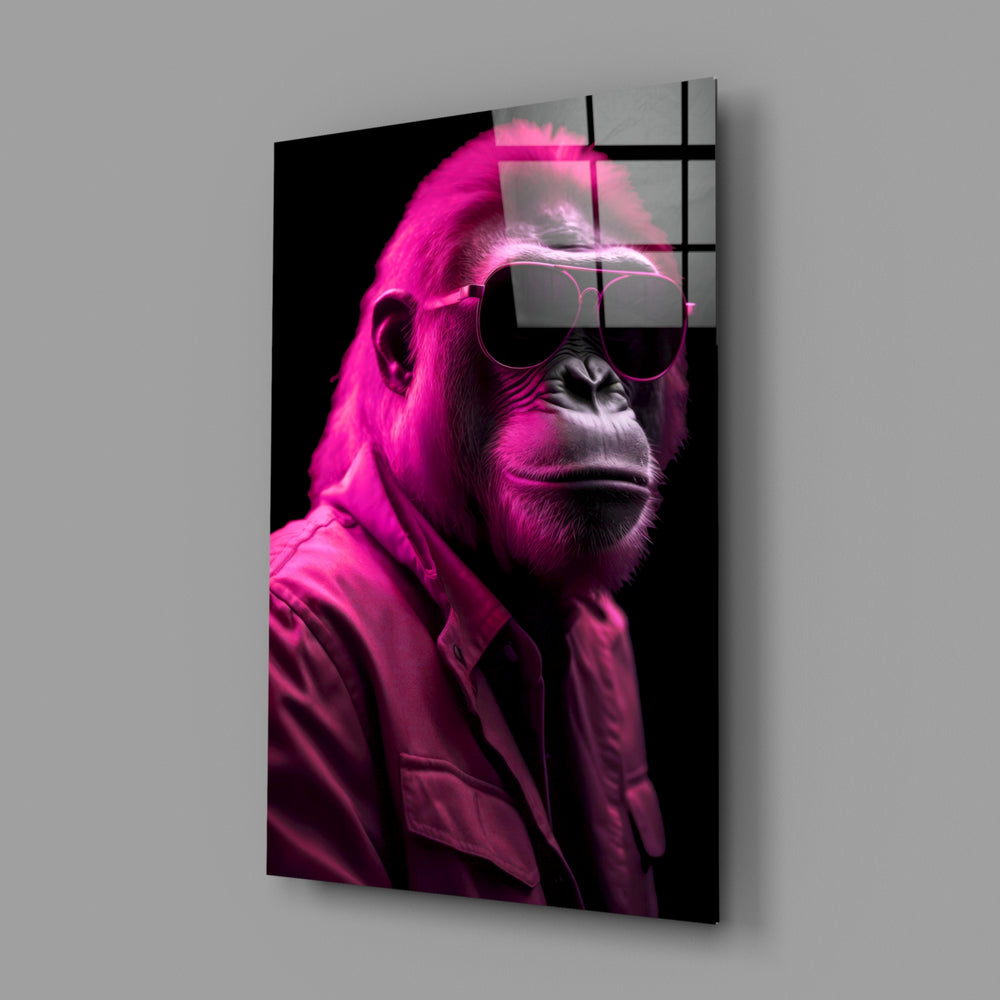 Neon-portrait panel bringing cinematic glow to a contemporary dressing room