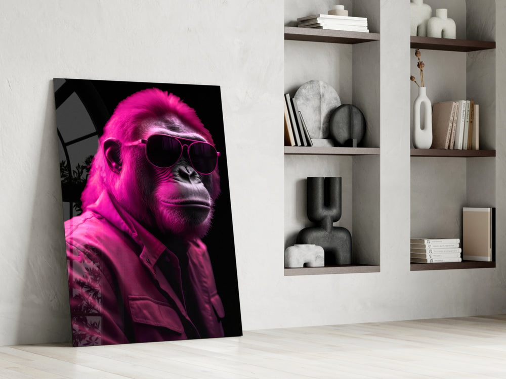 Ape the Cool glass print enhancing a den with statement palette