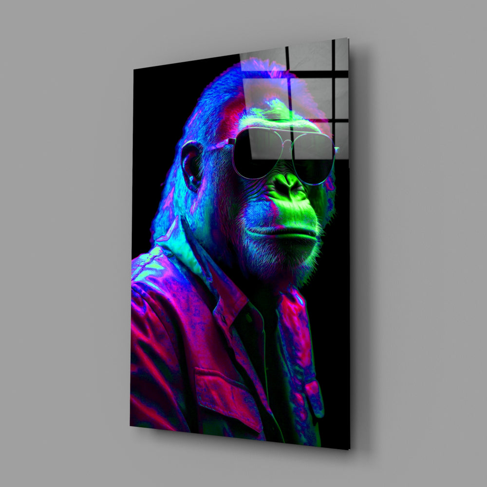 Neon-portrait panel bringing cinematic glow to a moody media room