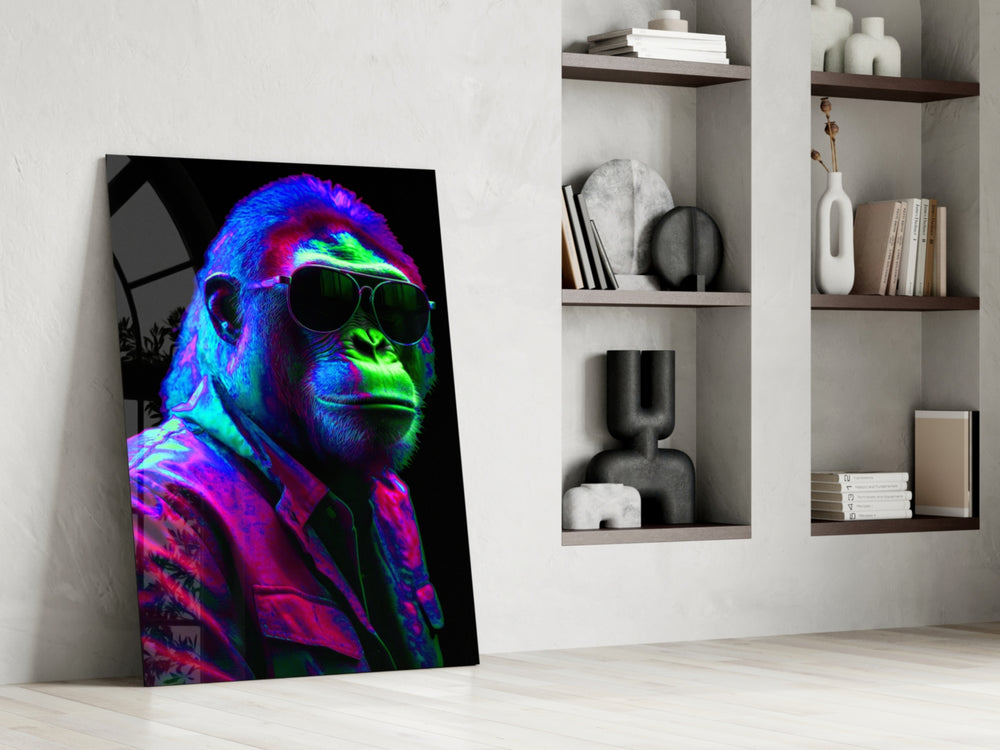 Ape the Cool glass print enhancing a den with statement palette