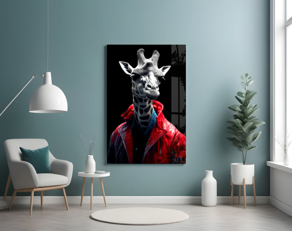Stylish Giraffe glass wall art styled above a daybed in a child's bedroom