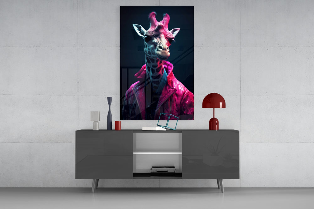 Stylish Giraffe panel catching lamp light to reveal its painterly polish