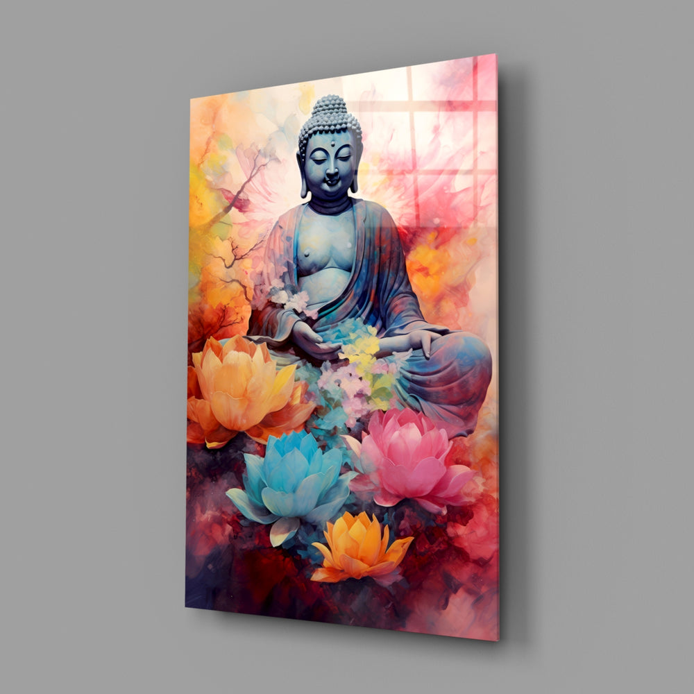 Serene-watercolor panel bringing watercolor glow to a quiet meditation nook