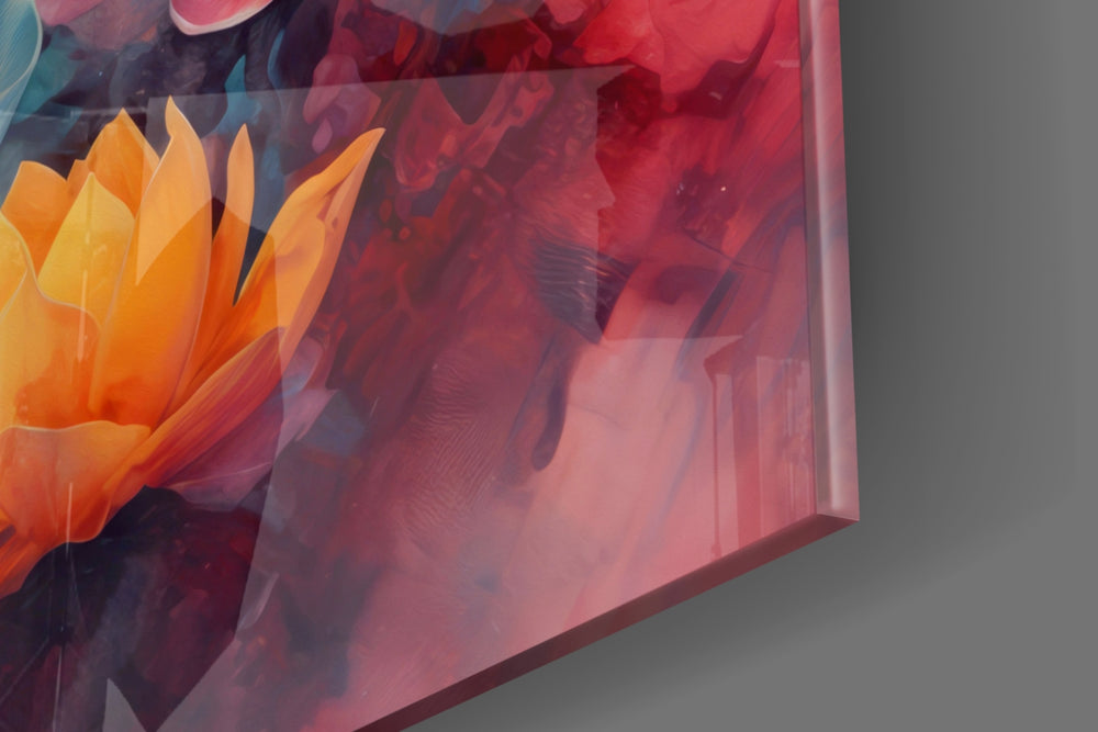 Meditative-muse artwork anchoring a wall with sapphire-and-rose palette