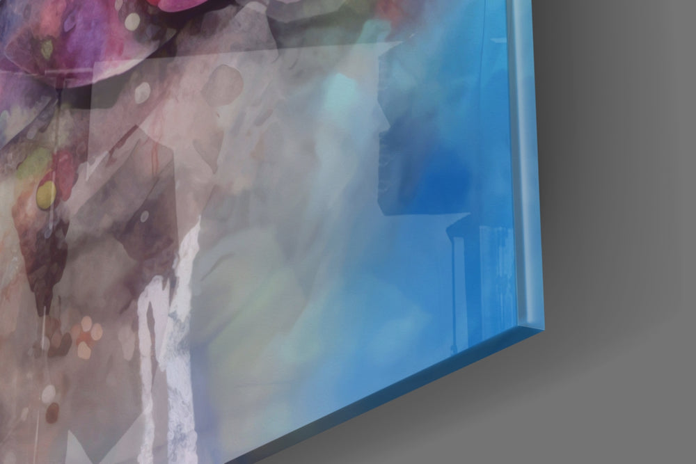 Meditative-muse artwork anchoring a wall with scarlet-and-saffron palette