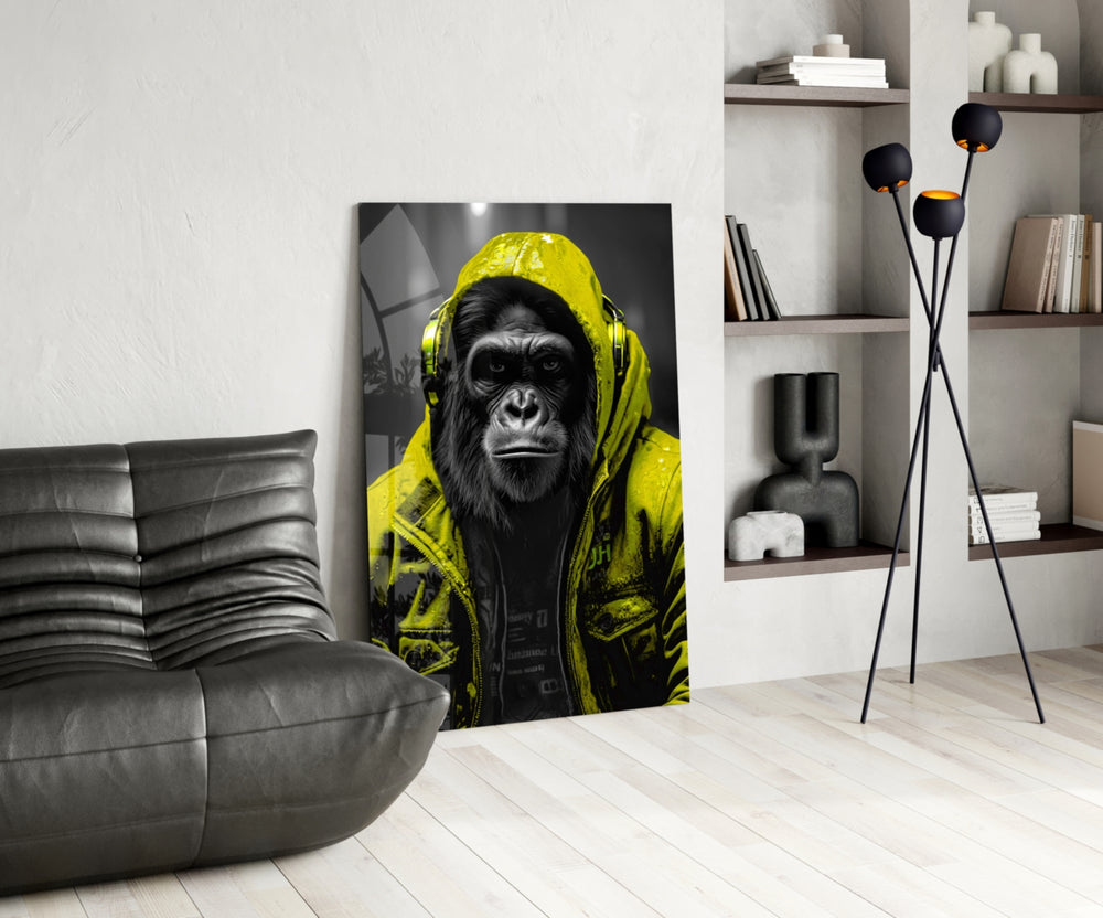 Rebellios Ape panel adding editorial pulse to a hallway