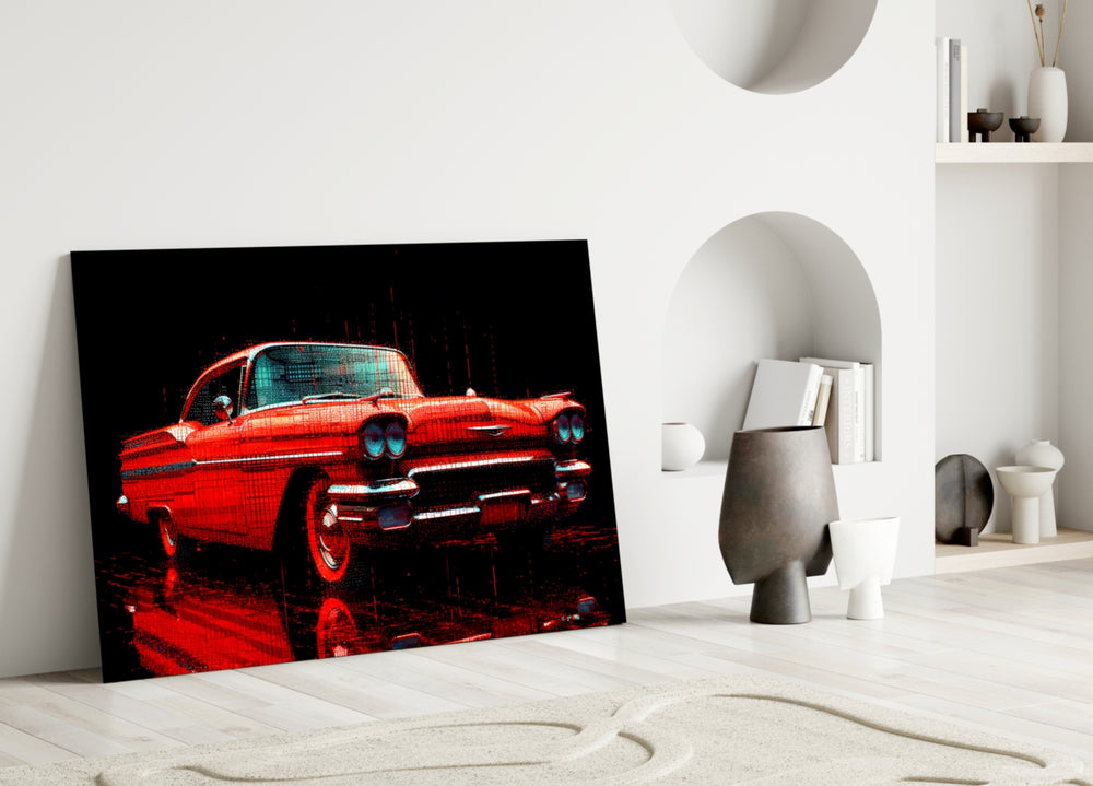 Designer's Collection close-up showing scarlet coupé in glitch raster