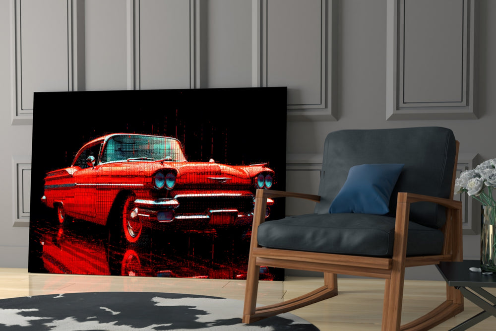 Designer's Collection glass print enhancing a den with retro-modern palette