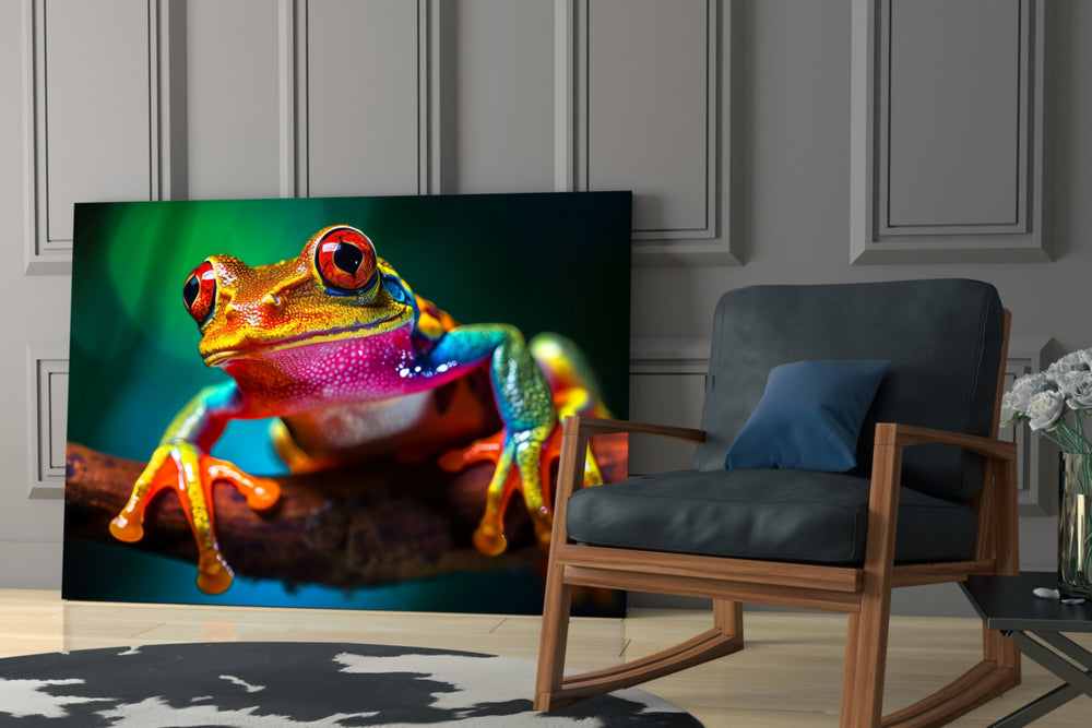 Froglet glass print enhancing a playroom with jewel-toned palette