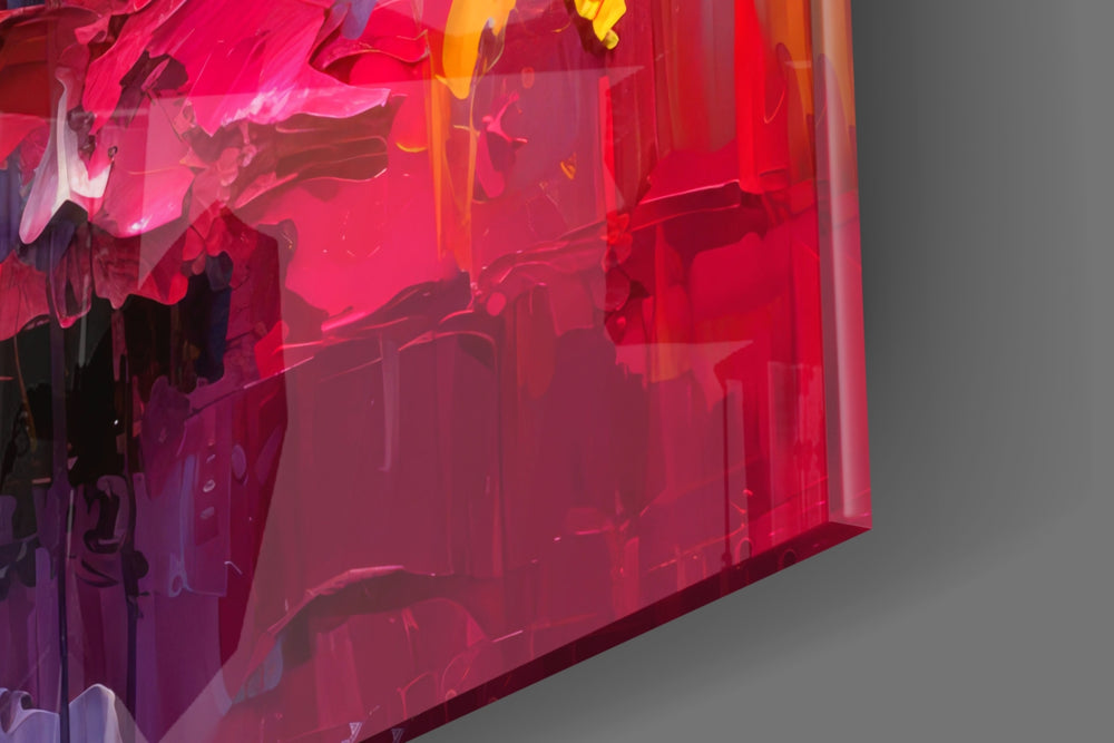 Coin-muse artwork anchoring a wall with gold-and-rainbow palette
