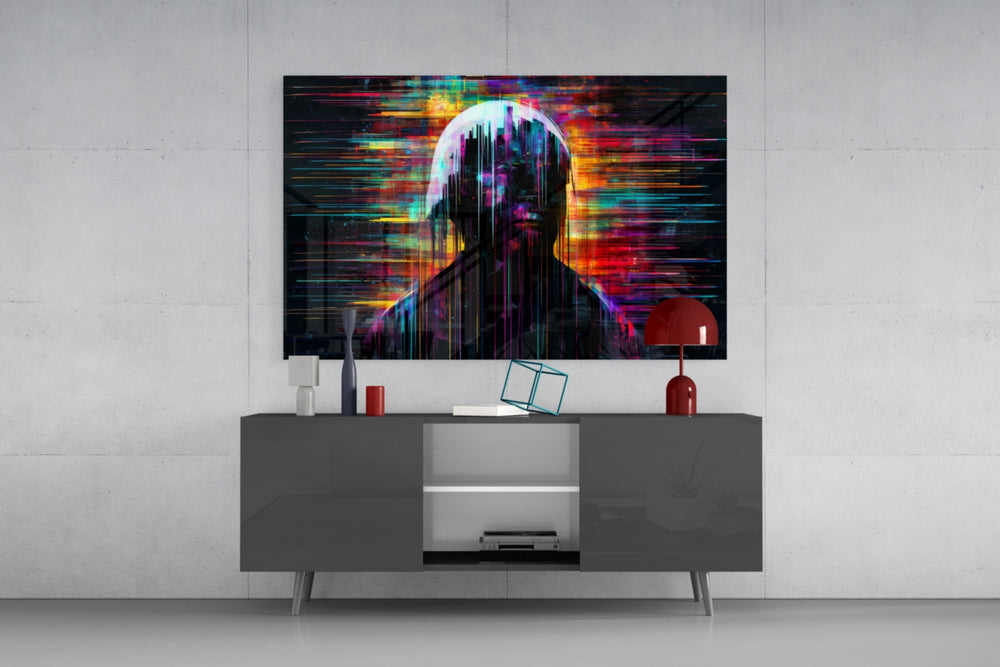 Shadow of Color Sticks panel catching lamp light to reveal its painterly pulse