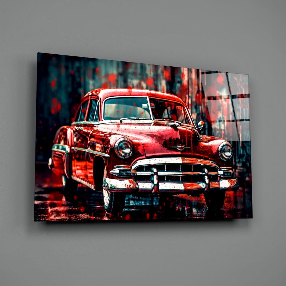 Retro-grunge-auto panel bringing painterly grit to a contemporary media room
