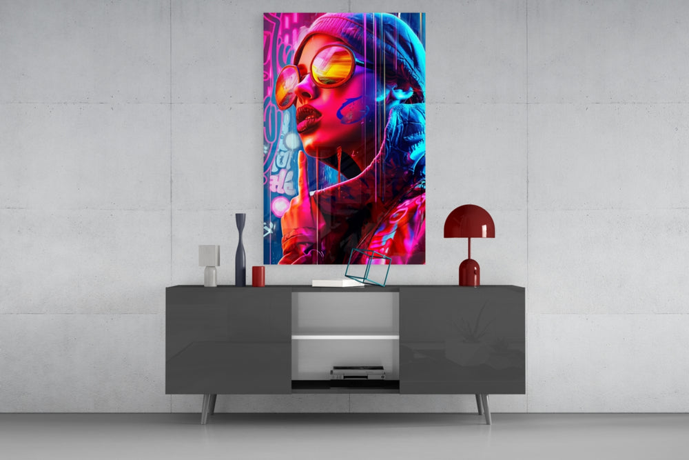 Stylish Woman panel catching lamp light to reveal its cinematic glow