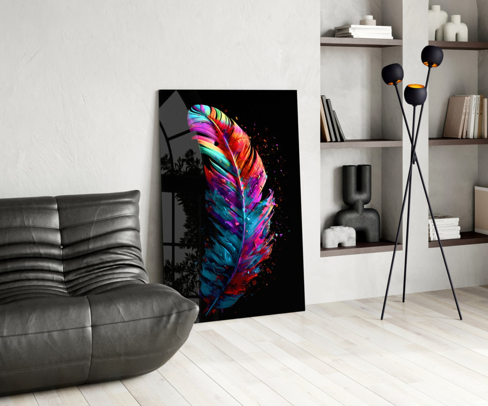 Feather panel adding editorial heat to a hallway