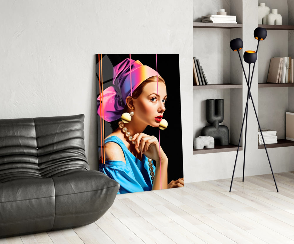 Girl With A Pearl Earring panel adding editorial pulse to a hallway