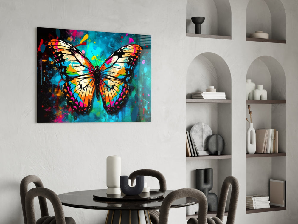 Butterfly panel adding editorial spark to a hallway