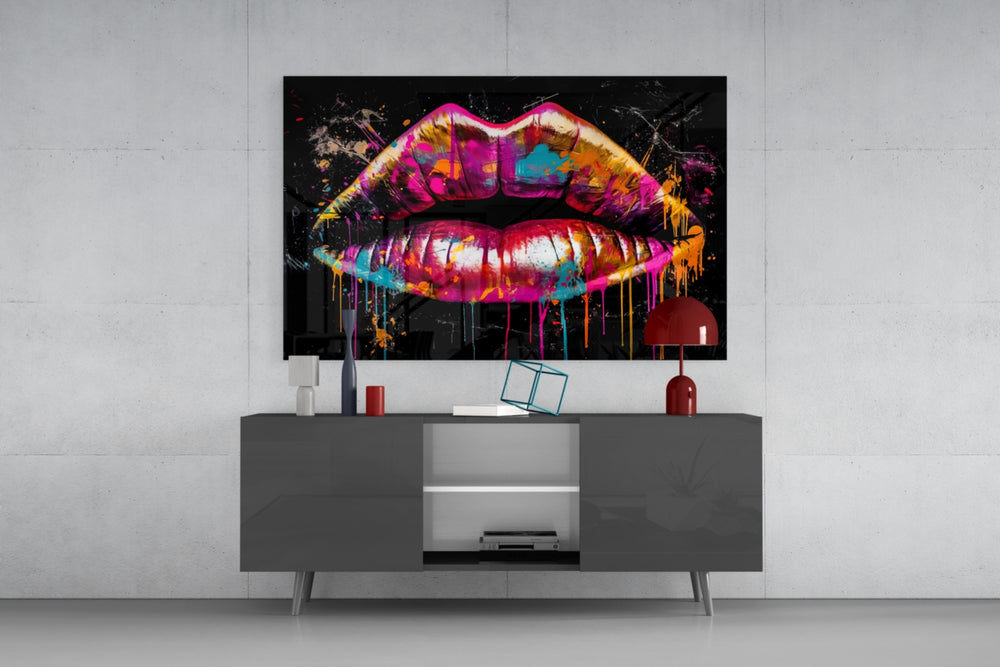 Lips panel catching lamp light to reveal its painterly heat
