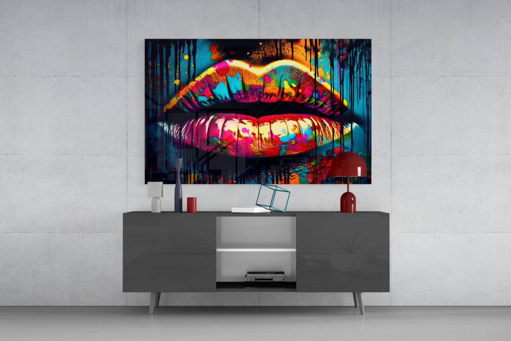 Lips panel catching lamp light to reveal its painterly heat