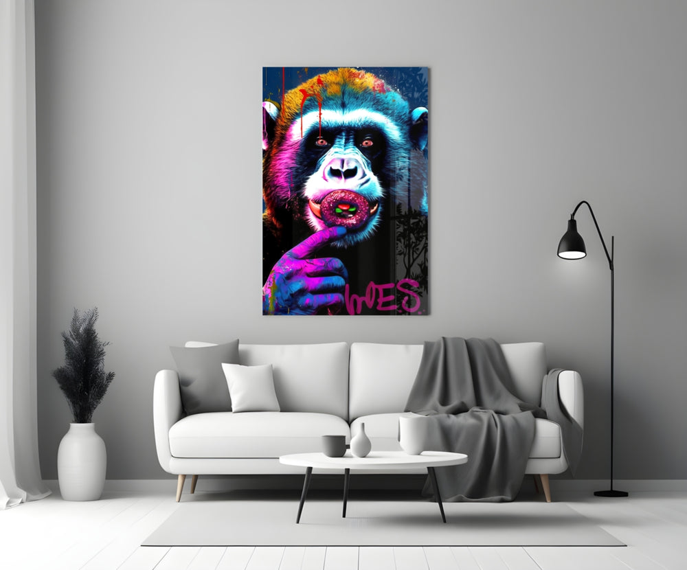 Monkey Kiss close-up showing pink donut and magenta-and-cyan rim light