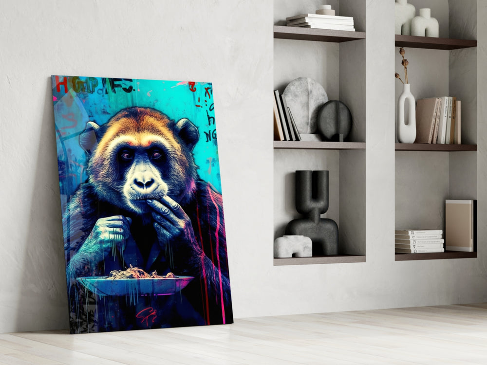 Hungry Monkey glass print enhancing a den with statement palette