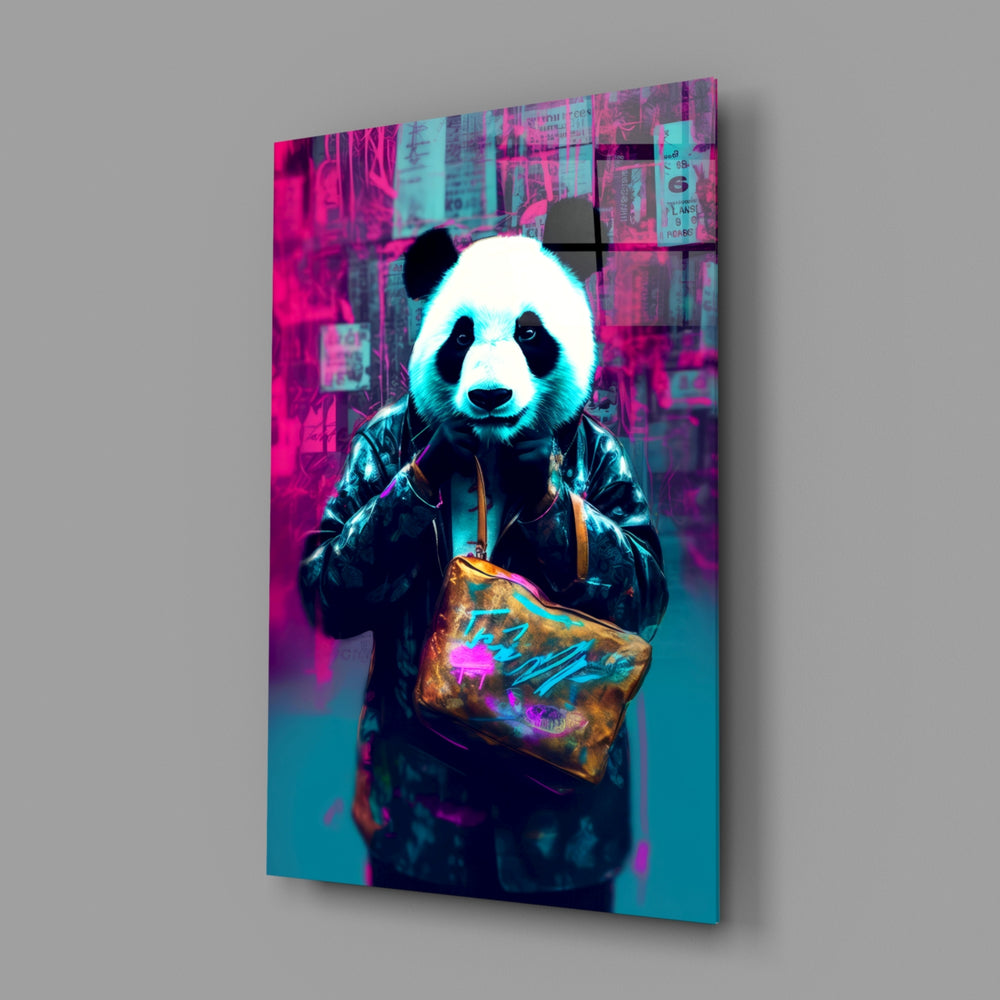 Pop-collage panel bringing painterly grit to a contemporary media room