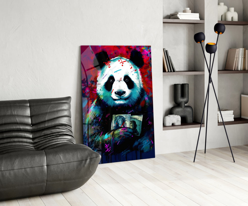 Bibliophile Panda panel adding editorial drama to a hallway