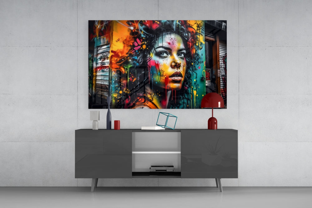 Beauty panel catching lamp light to reveal its painterly grit