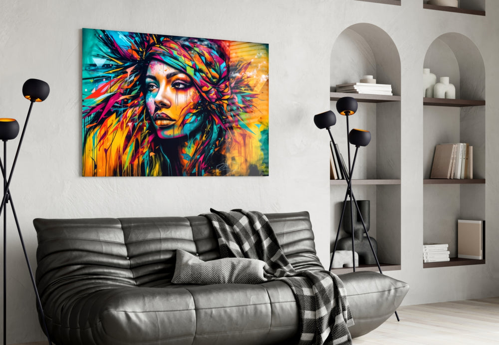 Beauty glass wall art styled above a vanity in a dressing room