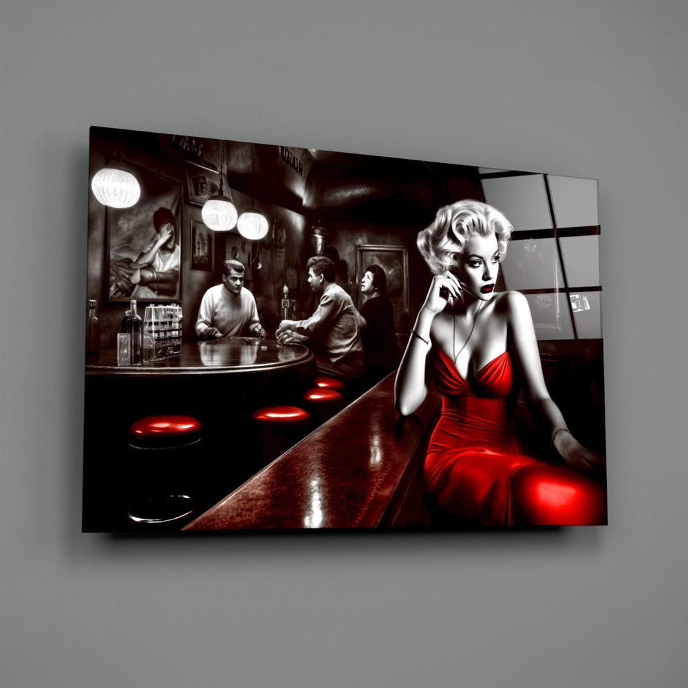 Noir-glamour panel bringing cinematic glow to a contemporary lounge