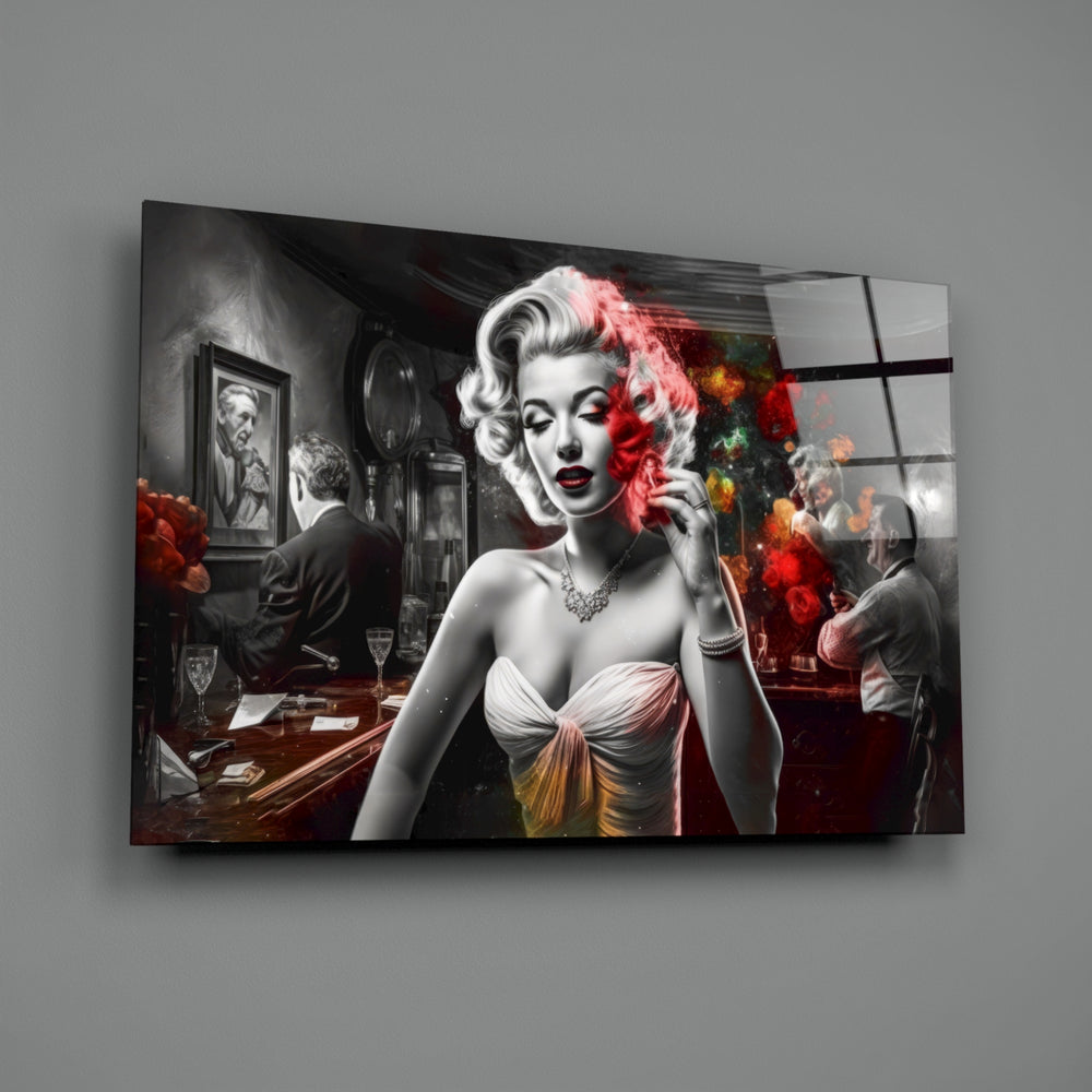 Pop-glamour panel bringing painterly fire to a contemporary lounge