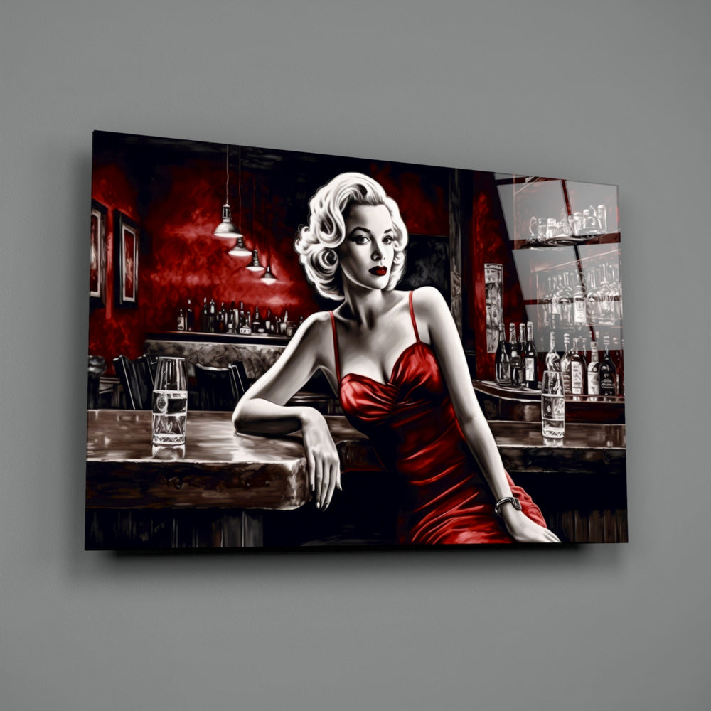 Noir-glamour panel bringing cinematic glow to a contemporary lounge