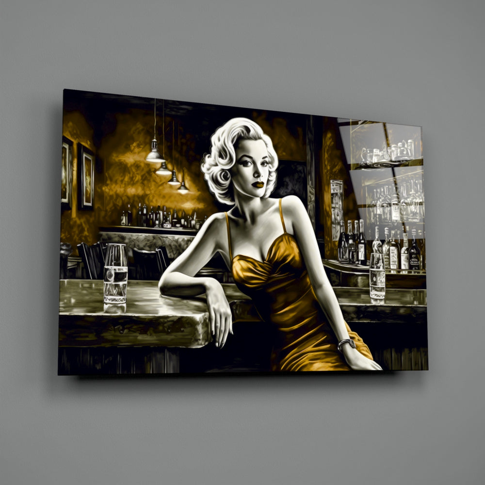 Noir-glamour panel bringing cinematic glow to a contemporary lounge