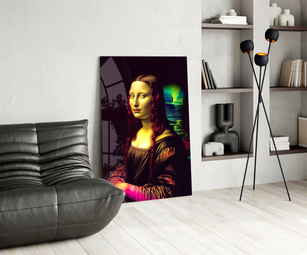 Mona Lisa V2 panel adding editorial drama to a reading nook