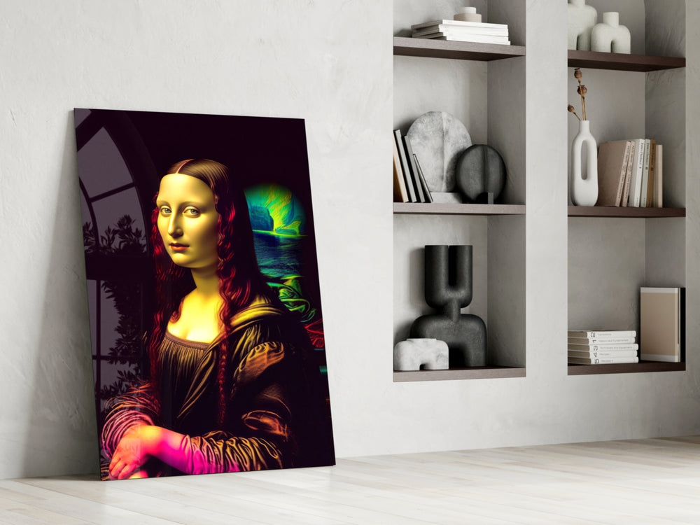 Mona Lisa V2 glass print enhancing a den with statement palette