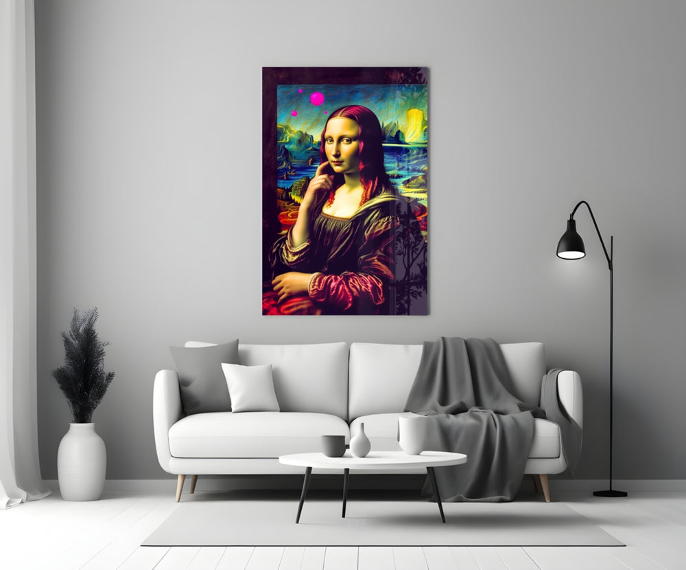 Mona Lisa V2 close-up showing thinker pose and Van Gogh landscape