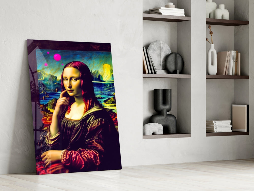 Mona Lisa V2 glass print enhancing a den with statement palette
